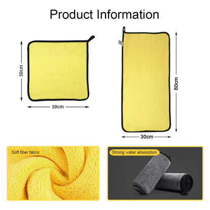 Microfiber Car Wash Towel - 30x30 cm (60 cm) Hemmed Drying Cloth for Vehicle Detailing and Care