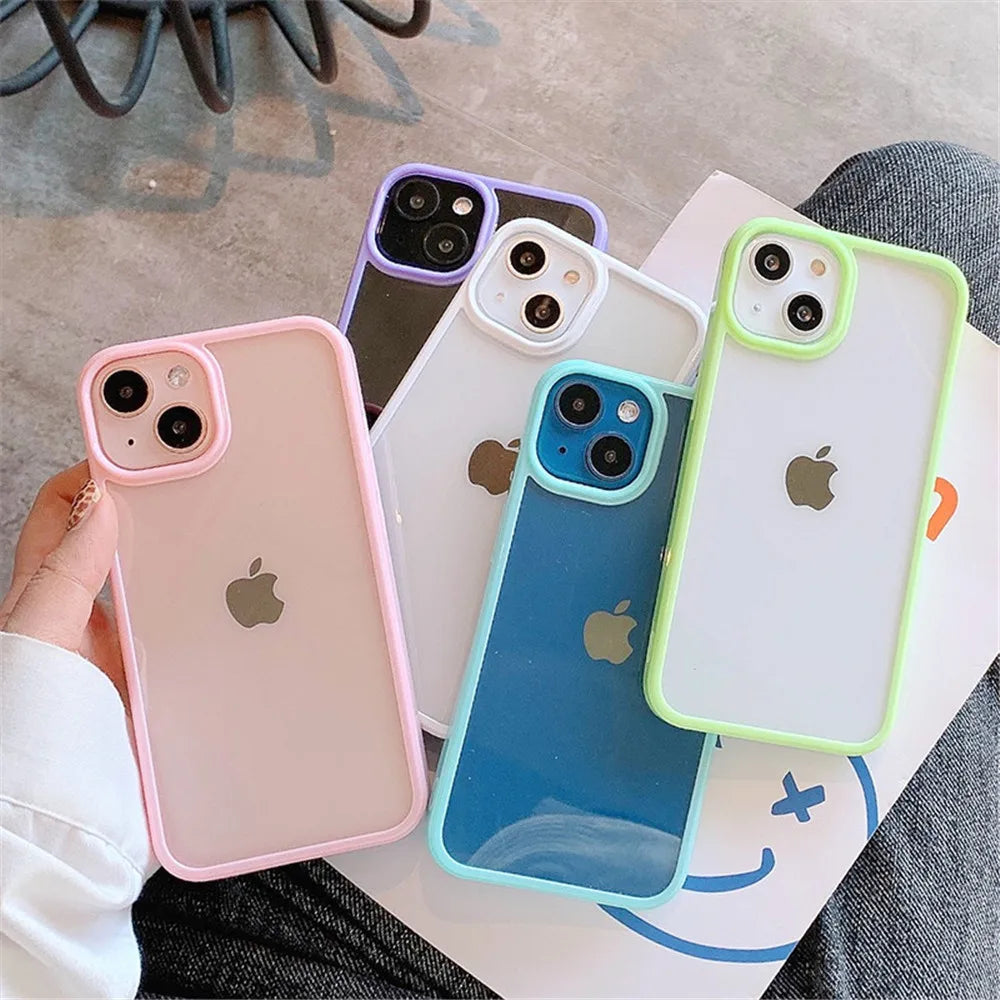 Candy Shockproof Silicone Bumper Case for iPhone 17, 16, 15, 14, 11, 12, 13 Pro Max, XS, XR - Transparent Protective Back Cover