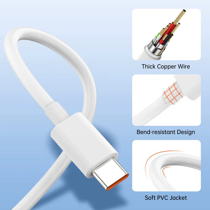 Original USB Type-C Cable for Turbo Fast Charging - Compatible with Mi 17, 15, 14, 13, 12, T Pro, Ultra, Poco F8, X8, X7, and Redmi Note (120W, 100W, 90W, 67W, 45W)