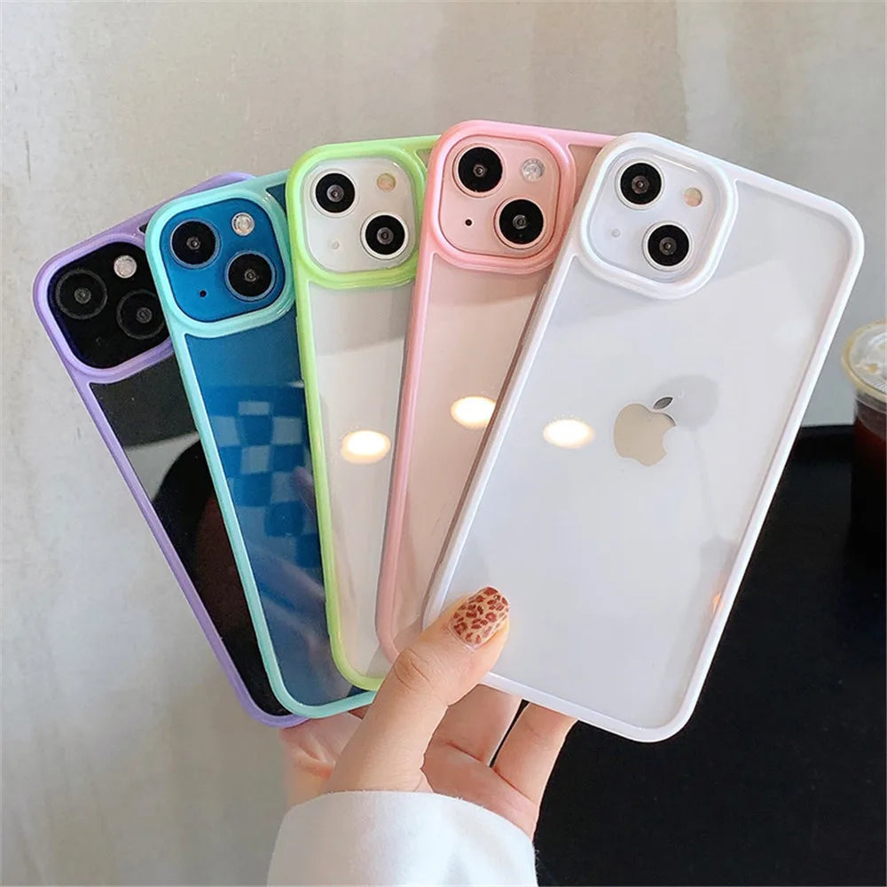 Candy Shockproof Silicone Bumper Case for iPhone 17, 16, 15, 14, 11, 12, 13 Pro Max, XS, XR - Transparent Protective Back Cover