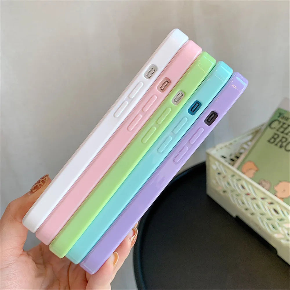 Candy Shockproof Silicone Bumper Case for iPhone 17, 16, 15, 14, 11, 12, 13 Pro Max, XS, XR - Transparent Protective Back Cover