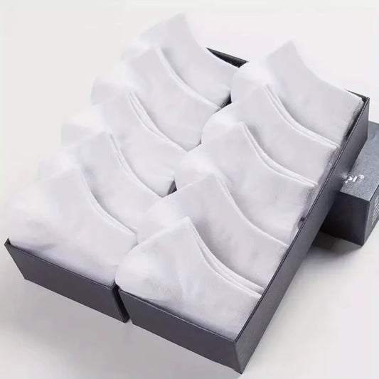 Men's Boat Socks - Versatile Ankle Socks for Business and Sports, Sweat-Absorbing, Available in 10/20/40 Pairs, Solid Colors for Summer and Autumn